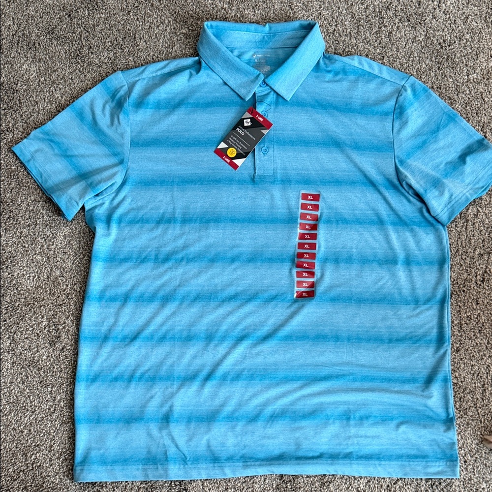NWT. Men's Blue Striped Polo Shirt